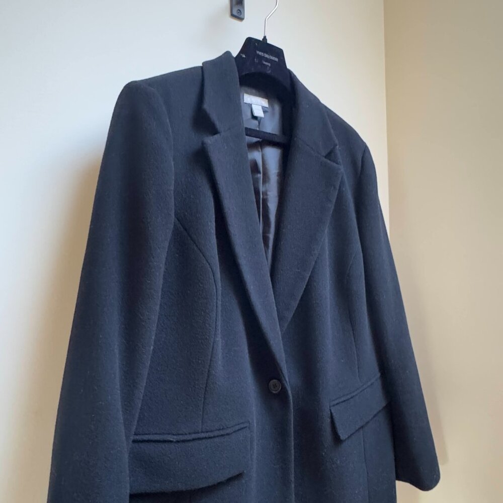 Nordstrom Classic Black Wool Oversized Blazer / Half-Coat View 2